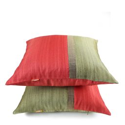 ANS Red & Green Single Colourblocked 16'' x 16'' Square Cushion Cover image 4