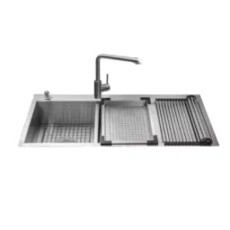 Jayna Combo 45x20 inch Brush Finish Stainless Steel Double Bowl Kitchen Sink with Drain Board, COMBO - 12 A-image-47