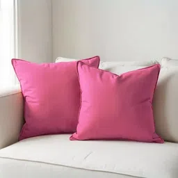 Aurave Magenta 2 Pieces Pure Cotton 210 TC Soft & Comfortable Square Cushion Covers-picture-2