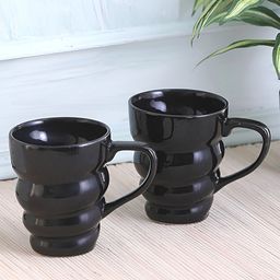 Myntra Elegant Homes Set Of 2 Black Ceramic Mugs-23