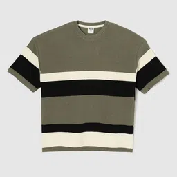max Boys Striped V-Neck Applique T-shirt-image-69