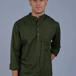 BLUEBIRD Mandarin Collar Pure Cotton Kurta-picture-25