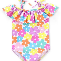 Babyhug Sleeveless V Cut Swimsuit Floral Print - Multicolor-image-57