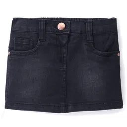 Babyhug Mid Thigh Length Solid Color Stretchable Denim Skirt - Black-picture-23
