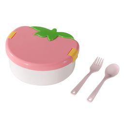 Feeding Bowl With Fork And Spoon- Pink-1
