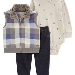 Carter's 3-Piece Plaid Fleece-Lined Vest Set - Multicolor-image-16