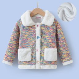 Kookie Kids Full Sleeves Winter Jacket with Pocket & Fur Detailing - White-image-29