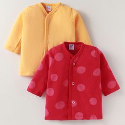 Ben Benny Fleece Knit Full Sleeves Jhablas With Polka Dot Print - Red & Yellow-image-80