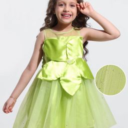 Hola Bonita Woven Sleeveless Glitter Mesh Party Dress With Floral Applique - Lime Green-picture-22
