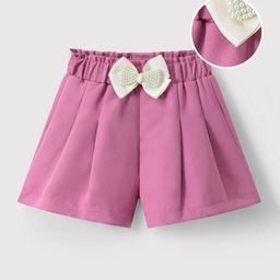 Mark & Mia Solid Colour Shorts With Bow Applique - Fushcia-image-52