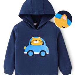 Mark & Mia Terry Knit Full Sleeves Hooded Sweatshirt Car and Tiger Print - Blue-picture-24