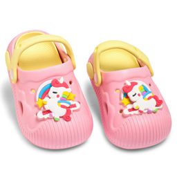 KIDLINGSS Unicorn Applique Detailed Perforated Slingback Clogs - Light Pink-image-59