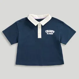 mothercare Girls Typography Printed Polo Collar T-shirt-picture-15