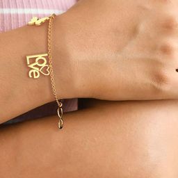 KISNA Diamond & Gold Jewellerye 14KT Love Alphabets Chantal Bracelet-image-3