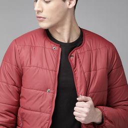 Roadster Men Corel Red Soft Padded Collarless Jacket-picture-14