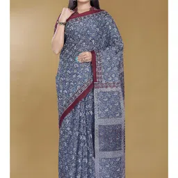 Rani Saahiba Floral Printed Pure Cotton Block Print Saree-picture-48