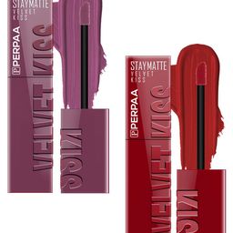 PERPAA Set Of 2 Velvet Kiss Matte Liquid Lipsticks- 3.5 ml Each-Dark Muave-Bright Maroon-image-89