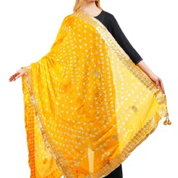 Way2Like Bandhani Printed Gota Patti Rajasthani Silk Scarf Hijab Dupatta-picture-13