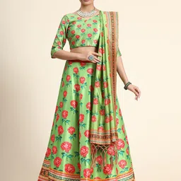 Kaizen TEXO FAB Printed Semi-Stitched Lehenga & Unstitched Blouse With Dupatta image 2