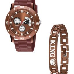 Gopal Shopcart Unisex Analogue Watch with King Print Bracelet Gift Set-image-5