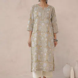 GOODHAND Women Floral Printed Daily Cotton Straight Kurta-image-49