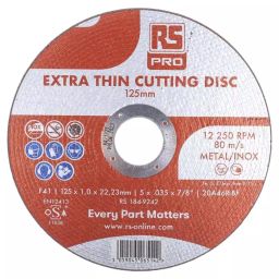 RS PRO Aluminium Oxide Cutting Disc 125mm x 1mm Thick P120 Grit 5 in pack, 1849242-picture-30