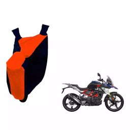 Auto Pearl Waterproof Two Wheeler Cover For BMW G 310 GS (Orange & Blue)-image-55