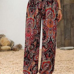 PWTI Women Relaxed Ethnic Motifs Printed High-Rise Relaxed Fit Trousers-image-84