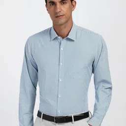 Peter England Vertical Striped Spread Collar Cotton Opaque Formal Shirt-picture-28