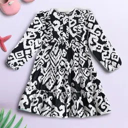 BAESD Girls Printed Puff Sleeve Ruffled Fit & Flare Dress-image-49