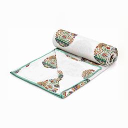 JP SHINE Green & White Floral AC Room 210 GSM Reversible Double Bed Dohar-image-59
