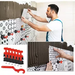 FLAMINGO ENTERPRISE 50 Pcs Reusable Tile Leveling System Kit with Lever Tool 7 cm Non-Magnetic Multicolor, FM-374 image 4
