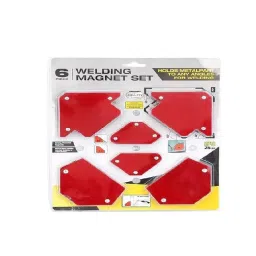 TileMaster Multi-Angle Magnetic Welding Clamp Set 45°, 90°, 105°, 120°, 135° 50 mm Throat Depth 10 cm Clamping Mild Steel Red, TM-16 (Set of 6)-16
