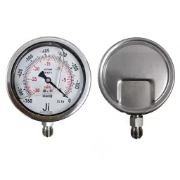 Japsin Instrumentation Glycerin Filled Economical Vacuum Gauge -760 mmhg to 0 Range 100 mm (4 inch) Dial Size, JIPL-EPG-100MM-B1-45