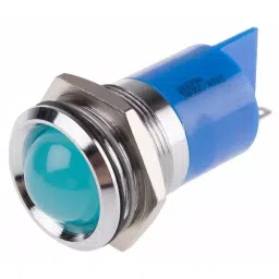RS PRO Blue Panel Mount Indicator 24V DC, Mounting Hole Size 22 mm, Termination Type Solder Tab, Model No 206794-44