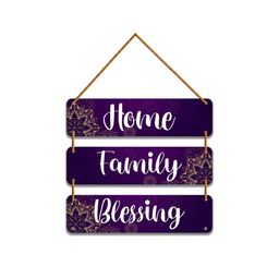 WallDaddy Purple & White Printed Wooded Wall HangingDecor-image-8