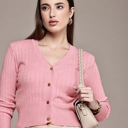 French Connection Self-Design Striped Cardigan Sweater-picture-41