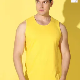 WOOSTRO Pack Of 2 Combed Cotton Gym Vests VWS26(PLAIN WHITE)(ENJOY MUSTARD)-image-26