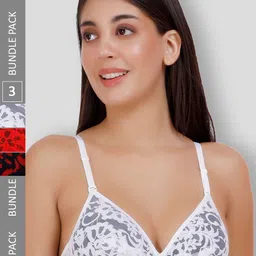 SELFCARE Pack Of 3 Net Embroided Half Coverage Plunge Bra With Adjustable Straps-picture-11