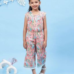 Biba Peach Cotton Straight Jumpsuit With Round Neckline-picture-46
