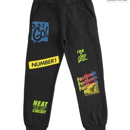 iDO Italy Fleece Full Length Trouser Text Print - Black-image-12