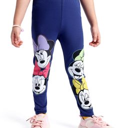 Babyhug Disney Cotton Lycra Knit Full Length Leggings Minnie Mouse Print - Navy-image-58