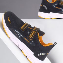 CHamps SHOES Colour Blocked & Mesh Detailed Double Velcro Closure Sport Shoes - Navy Blue & Mustard Yellow-image-82