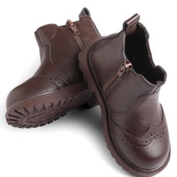 Babyoye Zip Closure Winter Boots - Brown-image-82