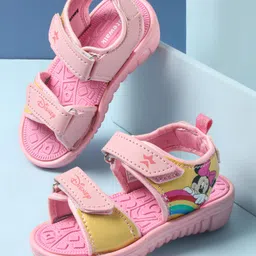Cute Walk by Babyhug Disney Sandals with Velcro Closure Minnie Mouse Print - Pink-picture-33