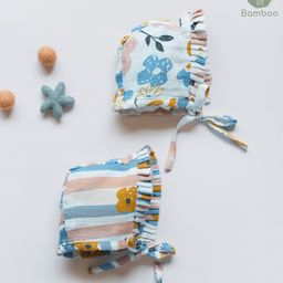 Cocoon Care Pack Of 2 Bamboo Muslin Floral Printed Bonnet Caps - Pink-16