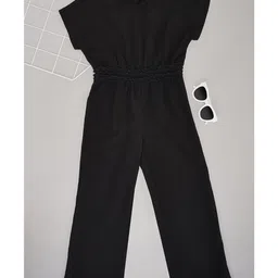 Pantaloons Junior Half Sleeves Solid Jumpsuit - Black-picture-11