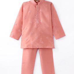 Ridokidz Full Sleeves Sequins Embellished Kurta & Pyjama Set - Peach-image-83