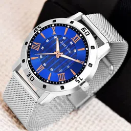 JUST LIKE Men Dial & Stainless Steel Bracelet Style Straps Analogue Watch 451 All Sefar Black & Blue combo2-image-55