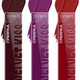 PERPAA Set of 3 Velvet Kiss Waterproof Matte Liquid Lipstick -3.5 ml Each -Shades 02-03-12-85